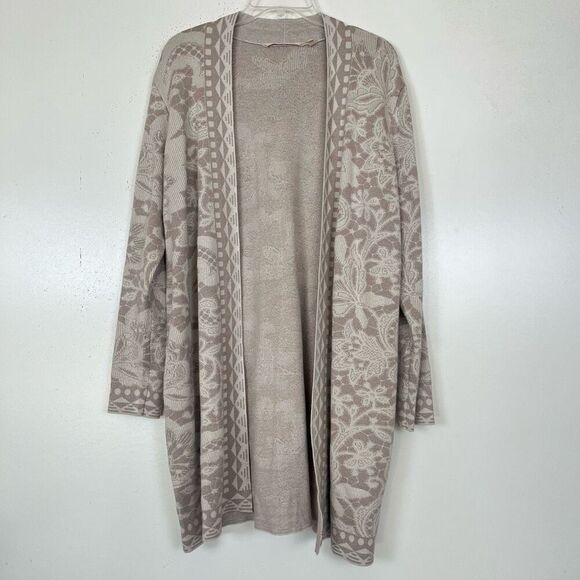 Soft Surroundings Ivy Shimmer Long Cardigan Large Metallic Floral Print Duster - Picture 11 of 11